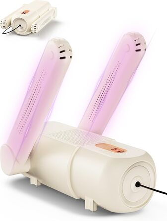 Електричний сушильник для взуття та черевиків з таймером 120 хв, UV-підсвічуванням, складний дизайн (Бежевий)