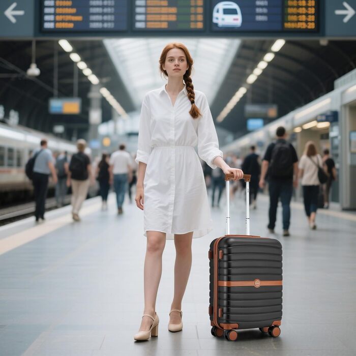 Чемодан KONO: валіза-тележка ручної поклажі 55x40x20 см (ABS+PC, з подвійними колесами, кодовий замок)