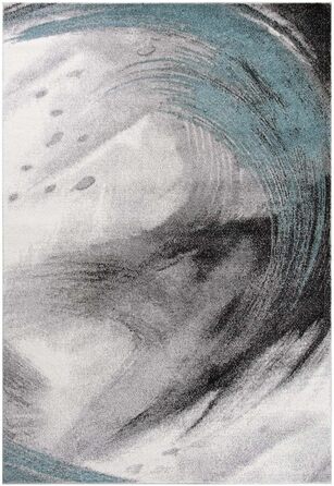 Килим Kurzflor з коротким ворсом для вітальні, спальні та дитячої кімнати. Сучасний дизайнерський килим TC-Fashion 6114 в клітинку сірого кольору (Circle Blau, 160x220 см)