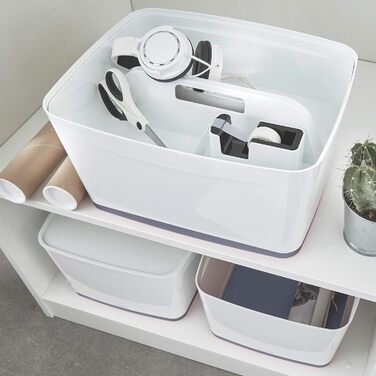 Leitz MyBox велика біла пластикова коробка для зберігання з кришкою, непрозора