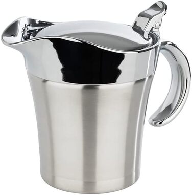 Double-walled insulated saucepans, 19 x 12.5 x 13 cm, 0.4 ltr & high-quality stainless steel saucepan, Christmas dinner, gravy/dessert sauce, tableware, for 250 ml, 16 x 7.5 cm, H: 9 cm