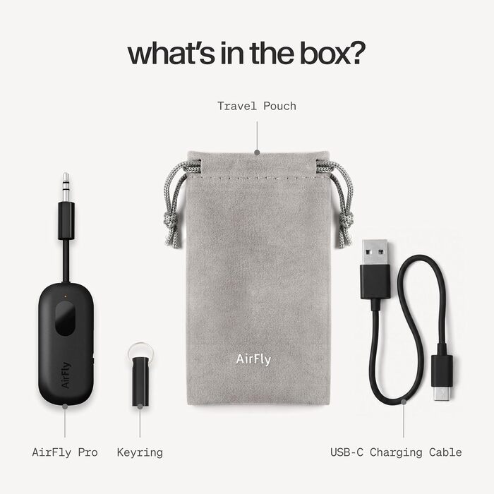 Bluetooth-трансмітер та ресивер Twelve South AirFly Pro для AirPods та бездротових навушників, 3.5 мм аудіо-джек, чорний