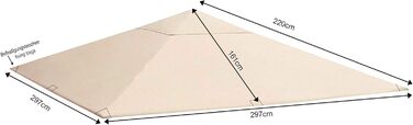 QUICK STAR Replacement Canopy for Garden Pavilion 3x3m Sand Antique Pavilion Roof Replacement Cover