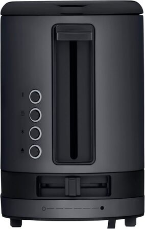WMF Kitchen Mini Long Slot Toaster, 2 Slices with Roll Attachment, Slim Toaster, XXL, Bagel Function, 7 Browning Levels, 900W, Stainless Steel Matte, Black