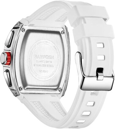 HANPOSH Чоловіжі годинники: аналогові кварцові годинники для спорту та тактики, водонепроникні, чорно-білі