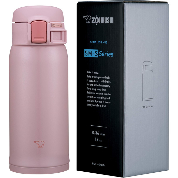 Zojirushi Stainless Steel Thermobecher - Insulated Flask, Leak-Proof, 355ml - Blue & Pearl Pink