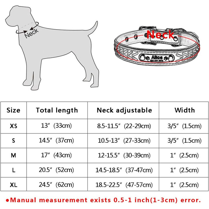 Шкіряний нашийник для собак та котів Berry з регулюванням та іменником, Rosa (L: 37-47 см)