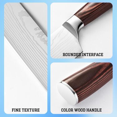 Набір ножів Dfito, 8 предметів: гострі ножі з нержавіючої сталі різних розмірів з зручними ручками. Набір кухонних ножів: гострі, стійкі до корозії, з нековзним покриттям, D8 (10 шт.)