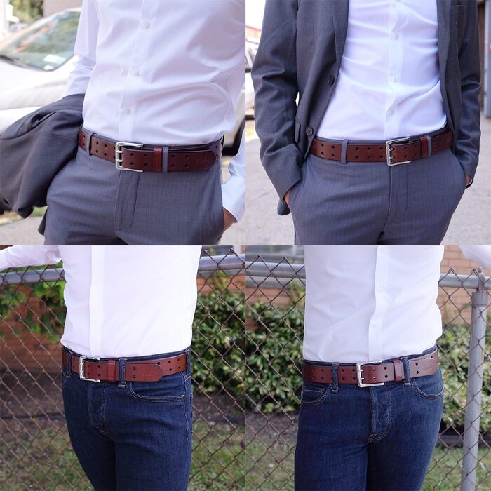 Чоловічий шкіряний ремінь Falari з подвійною пряжкою (9004 & 9024)