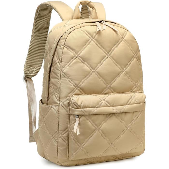 Шкільний рюкзак LOIDOU для дівчаток та хлопчиків підліткового віку. Легкий, водонепроникний, для школи, коледжу, роботи. Колір: коричнево-білий в клітинку (стьобаний хакі)