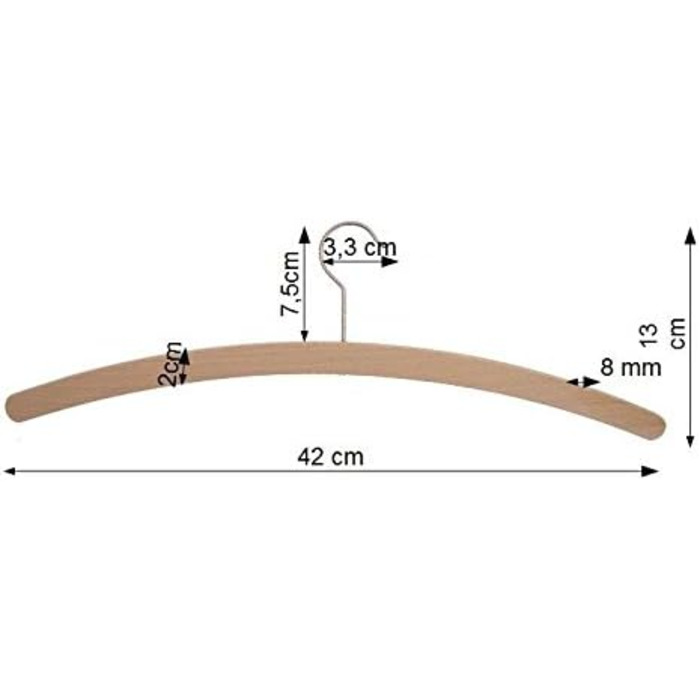 HAGSPIEL Clothes Hanger made of Beechwood, Simple Hanger Raw, 42 cm long, very space-saving, with galvanized screw hook. Made in Austria (EU) (90, Standard raw)