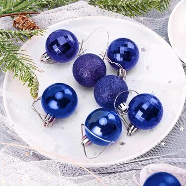 24 штуки ялинкових прикрас - кульки 4 см, синій колір, пластик, для ялинки, стійкі до пошкоджень, для святкового декору