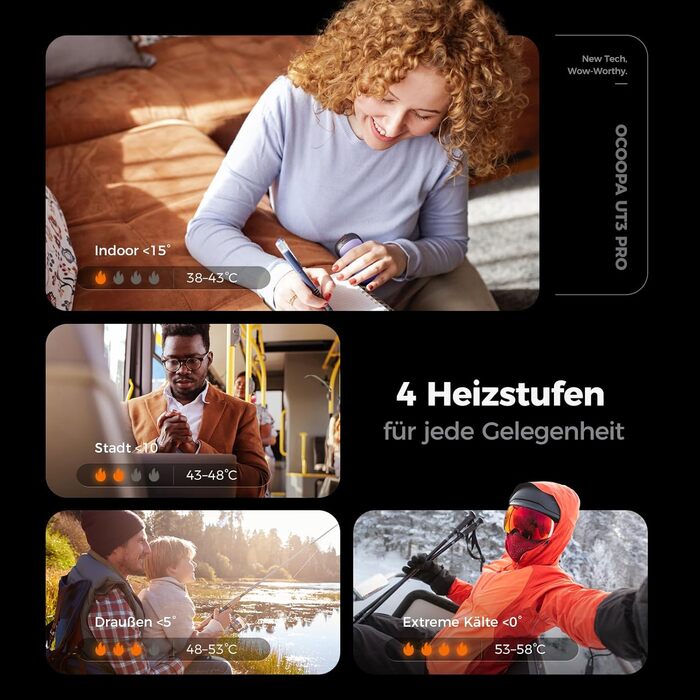 Електричні грілки для рук OCOOPA 2 шт., 10000mAh Powerbank, USB, 4 режими, до 58°C, для чоловіків, ідеально для гольфу, полювання та кемпінгу, UT3 PRO (Чорний/Фіолетовий)