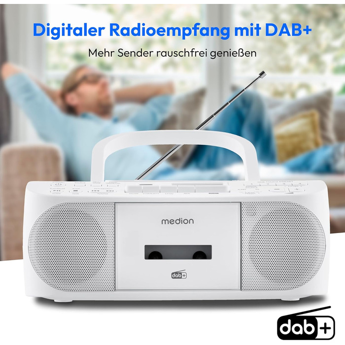 MEDION DRX-1 Plus Boombox: радіо DAB+, Bluetooth, CD-плеєр, MP3, касетний, AUX, зелений