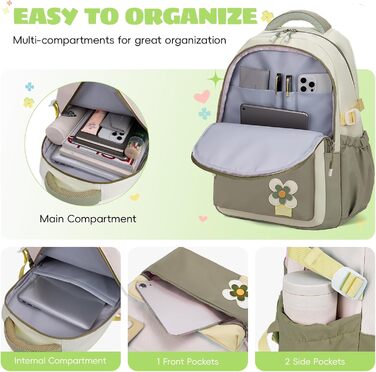 Шкільний рюкзак для дівчаток-підлітків 2025, для школи/гімназії, водонепроникний, для ноутбука 15.6