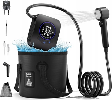 Кемпінговий душ SPOPAL з помпою, акумулятором 6000 мАг та індикатором температури