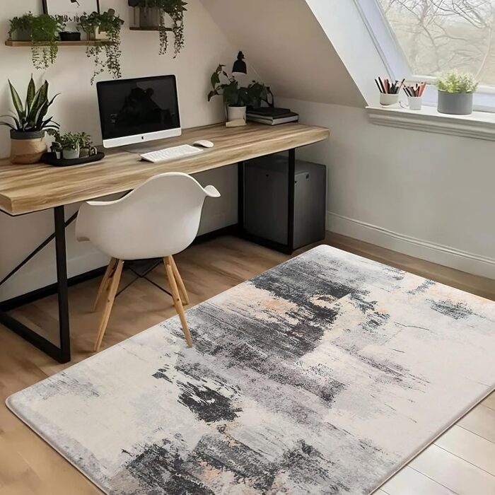 Килим Safunion для вітальні: великий сучасний абстрактний килим з коротким ворсом, м'який килим для спальні (80 x 120 см, 120 x 160 см), абстрактний коричнево-багатокольоровий