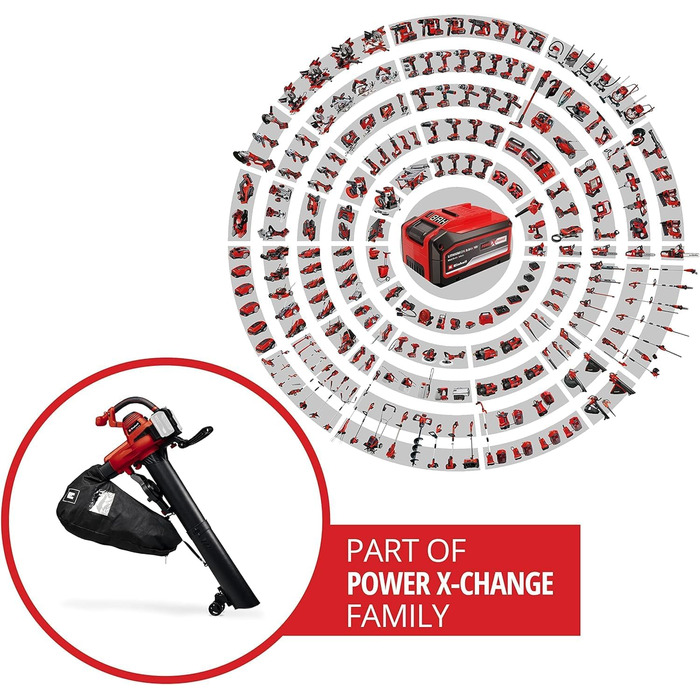 Einhell Cordless Leaf Blower GE-CL 36/230 Li E-Solo Power X-Change (Lithium-Ion, 18 Volt, Suction/Blowing Function, Turbo Switch, incl. Suction Tube + Blowing Tube, without Battery and Charger)