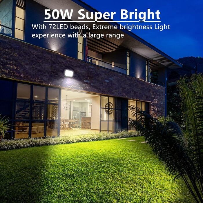 LED Floodlight Outdoor 150W, 15000LM Super Bright LED Floodlight, 6000K Cold White Spotlight IP65 Waterproof Floodlight Outdoor Spotlight for Garden, Terrace, Garage, Workshop, Sports Field (50.0 Watt)