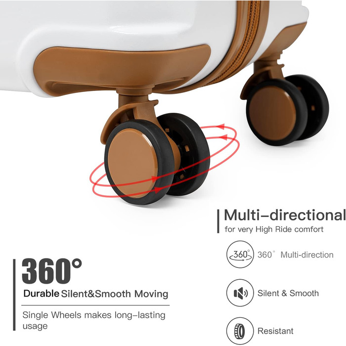 Чемодан British Traveller для ручної поклажі, середній, 64 x 43 x 26.5 см, з TSA-замком, ABS+PC, 24'+28' (білий)