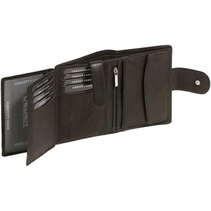 LEAS Women's and Men's Exchange with Outer Strap in Portrait Format, Genuine Leather, Black Special Edition
