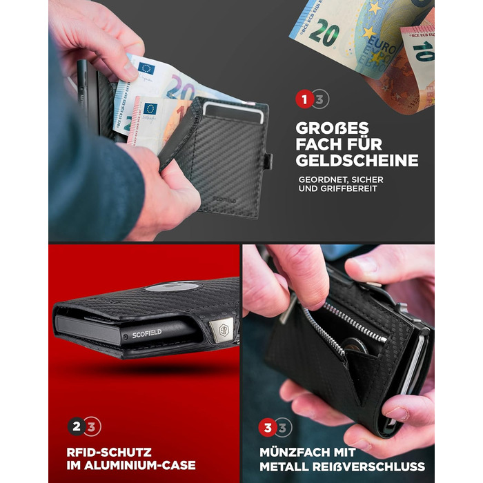 SF SCOFIELD Duality Airtag Wallet with Coin Pocket | Wallet for 8-10 Cards | Men's Wallet with RFID Protection | Slim Wallet | Smart Wallet | Card Holder with Air Tag Compartment | Bifold Wallet