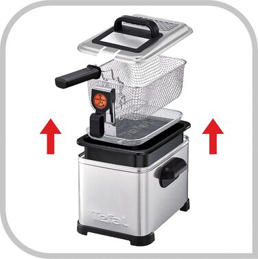 Tefal FR5160 Filtra Pro Electric Deep Fryer | 4 L Oil Capacity | Filter Basket for Cleaner Oil | Dishwasher-Safe Parts | Viewing Window | Adjustable Temperature Control | Black/Stainless Steel