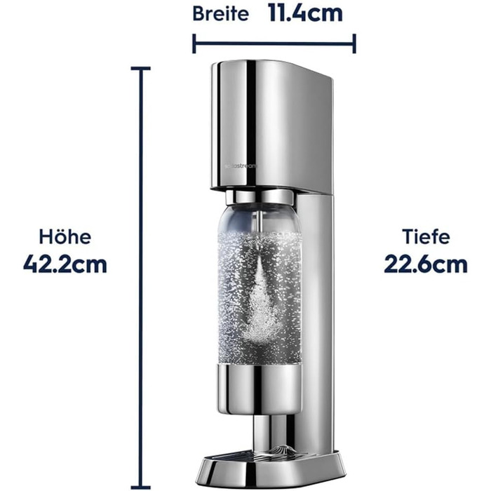 Sodastream Enso Premium - Сифон для газування води з нержавіючої сталі, пляшка 1л BPA-free, циліндр CO2 Quick Connect, срібний