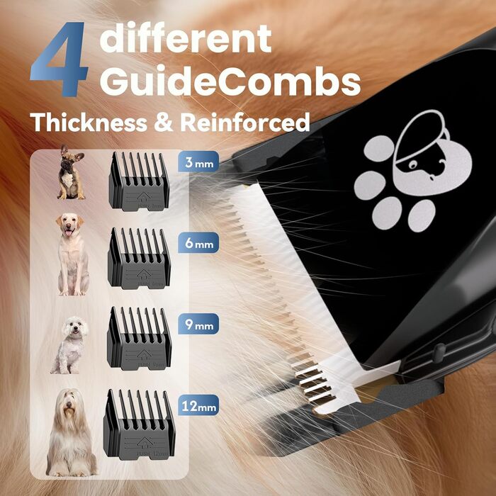 Професійний собачий триммер для собак та котів, бездротовий, 2 швидкості, LED-дисплей, IPX5, для собак та котів середніх та малих порід