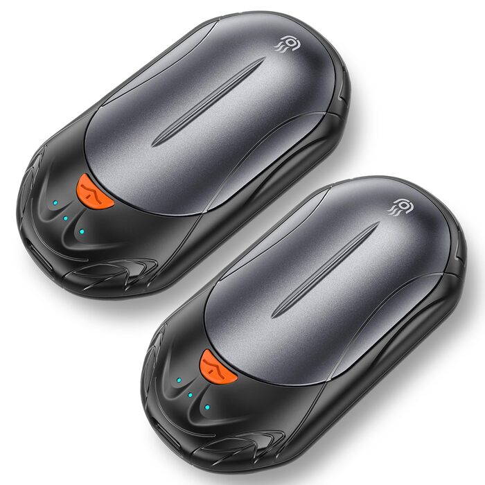 Електричний грілка для рук 2-в-1 OUTJUT 6000mAh з USB, акумулятор 20 годин, 3 режими нагріву, швидкий нагрів, для зимових видів спорту та відпочинку на природі, подарунок на Новий рік (сірий та чорний)