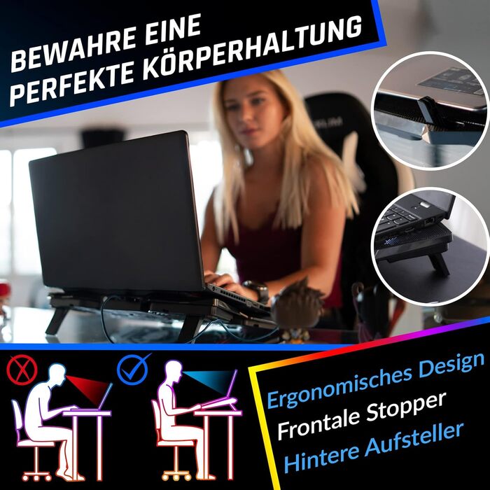 Охолоджувач для ноутбука KLIM Wind з 4 вентиляторами, підставка для PC та PS4, червона