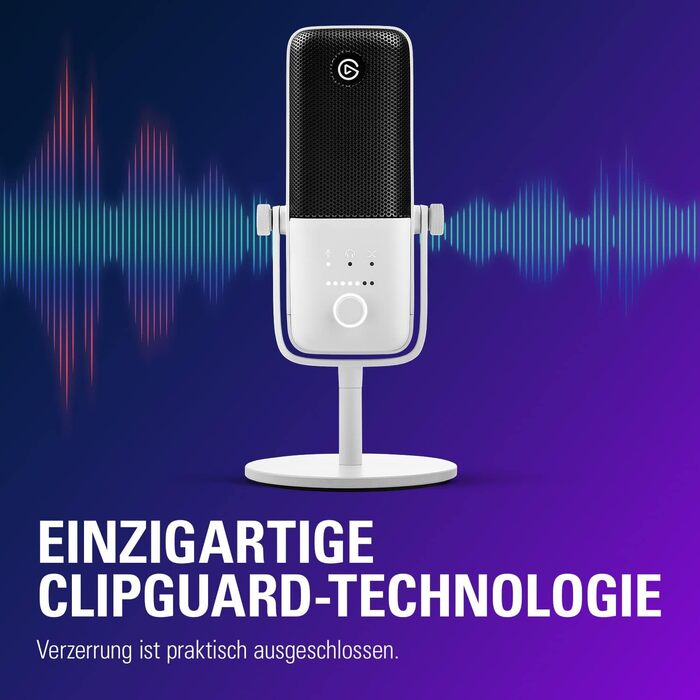 Мікрофон Elgato Wave:3 White - USB конденсаторний для стрімінгу, подкастів, геймінгу та роботи. З безкоштовним ПЗ
