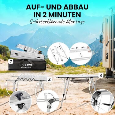 Складаний туристичний столик з регулюванням висоти до 69,5 см, алюміній, для кемпінгу, балкону, 2 особи, легкий, з сумкою