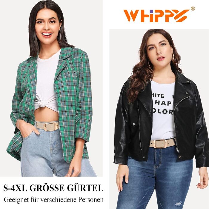 Жіночий шкіряний ремінь WHIPPY великого розміру з міцною пряжкою для джинсів, штанів та суконь