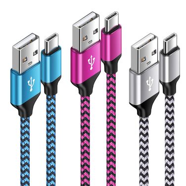 Кабель USB Type-C 3 шт. (3M+2M+1M) для Samsung, Huawei, Xiaomi: швидка зарядка, передача даних