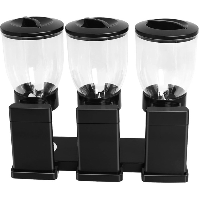 Повіка Триколісний контейнер для мюслі, чорний, 42 x 16 x 35 см, об'єм 6 літрів, пластик, сучасний, функціональний