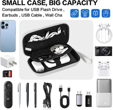 Органайзер для кабелів Teskyer, водонепроникний, жорсткий корпус, сірий, 8,5 x 17,5 x 6 см