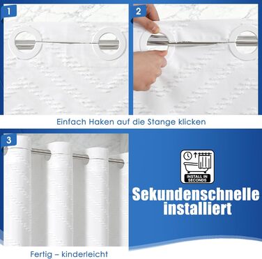 Водонепроникна штора для душу з тканини 180x190 см, 260 GSM, антигрибкова, сіра (біло-бохо) - Преміум якість