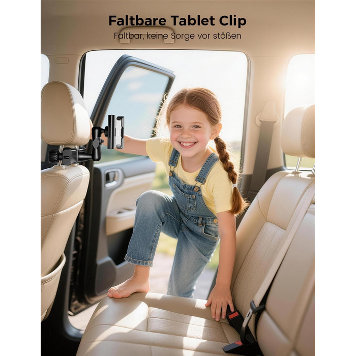 Тримач для планшета в авто OHLPRO: кріплення на підголівник, шарнірний кронштейн, сумісний з iPad, телефонами, Switch, Samsung (5-13 дюймів)