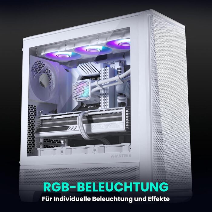 PHANTEKS Glacier One 360M25 Gen2: Система водяного охолодження AIO, білий корпус, 360 мм радіатор, 3 RGB-вентилятори M25 Gen2, тиха помпа (20 дБ), RGB-керування, оптимізований повітряний потік, довговічні шланги