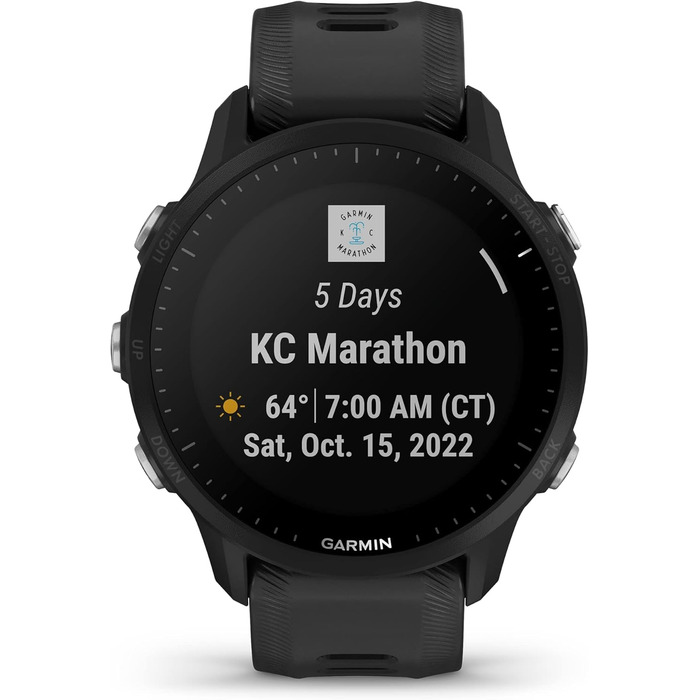 Garmin Forerunner 955 - GPS-годинник для триатлонів, бігу, з сонячною батареєю, чорний