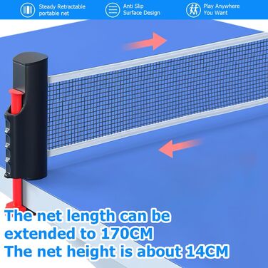 HOMURY Набір для пінг-понгу: 2 ракетки, сітка, 3 м'ячі, сумка, для гри в приміщенні та на вулиці, дитячий та дорослий