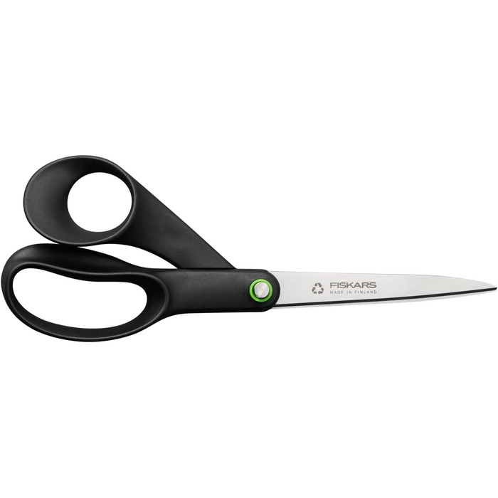 Універсальні ножиці Fiskars ReNew 21 см, чорні, з переробленої нержавіючої сталі та пластику, ергономічна ручка, серія Functional Form