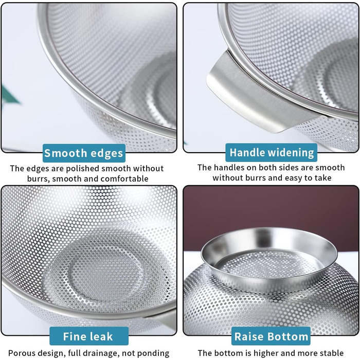 Ситечко Kyraton Gold Colander 5 Quart з нержавіючої сталі з покриттям з титану та золота, професійне, з міцними ручками та самостійною основою для зливу, легко миється, придатне для миття в посудомийній машині