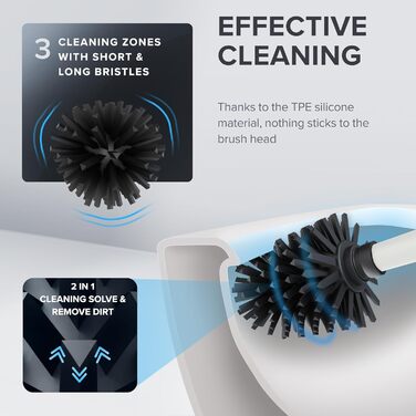 Набір для чищення унітазу з нержавіючої сталі з силіконовою щіткою | Без кріплення до стіни | Змінний насаджувач | З піддоном для крапель