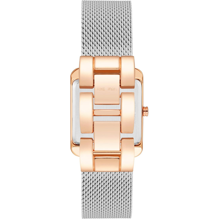Жіночий годинник Nine West з металевим плетенням (Mesh Bracelet) у кольорах срібло та рожеве золото