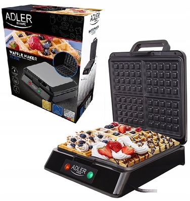 Вафельниця ADLER AD3036, 1500 Вт, сріблястий/сірий