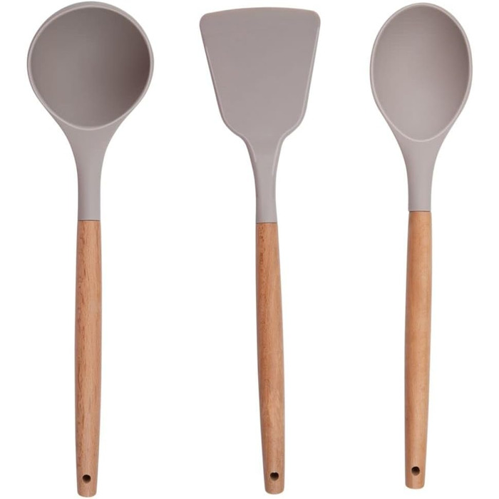 Набір кухонних аксесуарів Alpina Küchenhelfer 7 шт. з обертовим підставкою - кухонні інструменти, силікон, бежевий