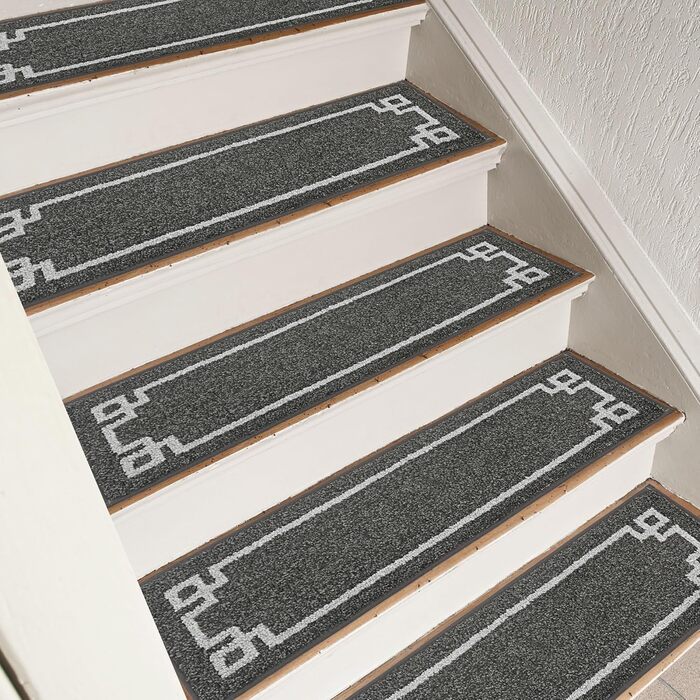 Килимочки на сходи BEQHAUSE, 4 шт., самоклеючі, для дітей, літніх людей та домашніх тварин, 100% поліестер, TPE-підкладка, 22x70 см, темно-сірий
