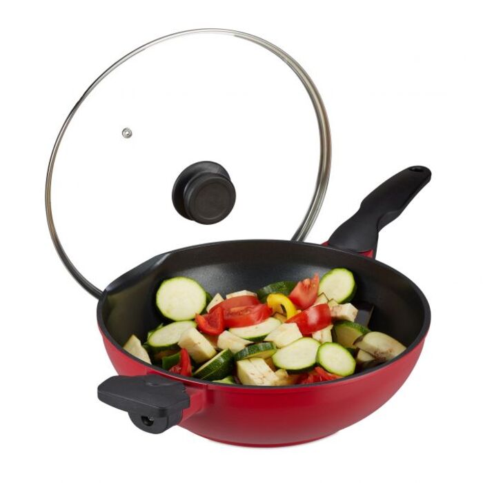 Relaxdays Non-Stick Wok with Lid